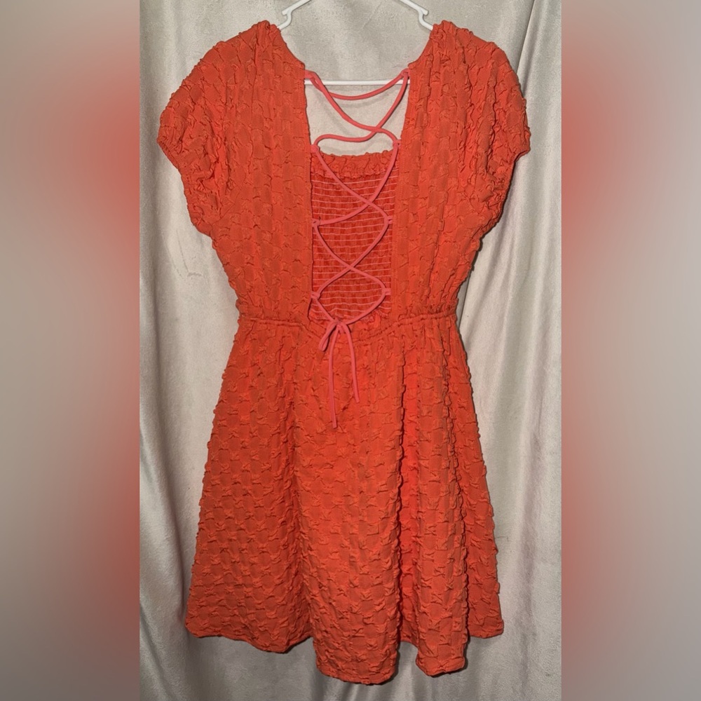Willow & Root smocked textured Lace-Up Mini Dress - Picture 4 of 5